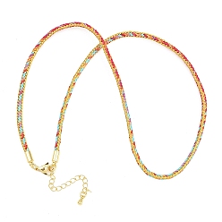 Светло-Вишневый Изготовление ожерелий из плетеного поликоттонового шнура, с латунными выводами и 303 застежками из лобстера из нержавеющей стали, реальный 18 k позолоченный, светло-вишневый, 18.11~18.19 дюйм (46~46.2 см)