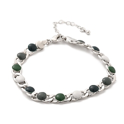 Платина Плоские круглые латунные эмалевые панцирные цепочки браслеты для женщин, стойки покрытие, без кадмия и без свинца, долговечный, платина, 7-1/4 дюйм (18.3 см)