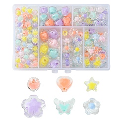 Mixed Color Transparent Acrylic Beads, Bead in Bead, Mixed Shapes, Mixed Color, 8~16.5x8~17x6~10.5mm, hole: 2~2.5mm, 197pcs/box