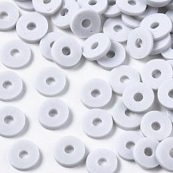 Light Grey Eco-Friendly Handmade Polymer Clay Beads, Disc/Flat Round, Heishi Beads, Light Grey, 6x1mm, Hole: 2mm, about 23500pcs/1000g