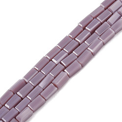 Rosy Brown Opaque Solid Color Glass Beads Strands, Rectangle, Rosy Brown, 4~5x2~3x2~3mm, Hole: 0.9mm, about 93~103pcs/strand, 17.32 inch~19.09 inch(44~48.5cm)