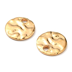 Golden 304 Stainless Steel Charms, Textured, Flat Round Charm, Golden, 8x1mm, Hole: 1.4mm