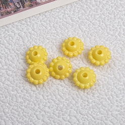Yellow Opaque Acrylic Beads, Flower, Yellow, 9x5mm, Hole: 2mm