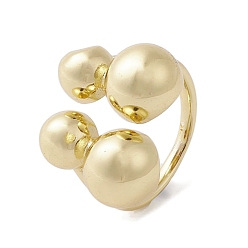 Real 18K Gold Plated Brass Adjustable Rings, Round, Real 18K Gold Plated, US Size 7 3/4(17.9mm)