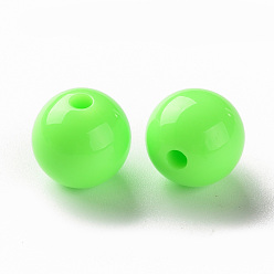 Lime Opaque Acrylic Beads, Round, Lime, 12x11mm, Hole: 1.8mm, about 566pcs/500g