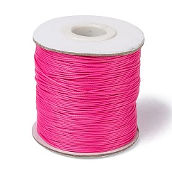 Темно-Розовый Вощеный шнур полиэстера, шарик шнур, темно-розовыми, 0.5 мм, около 169.51~174.98 ярдов (155~160 м) / рулон
