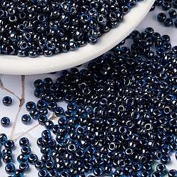 (RR358) Ruby Lined Capri Blue Luster Миюки круглые бусины рокайль, японский бисер, 15/0, (rr 358) рубиновая подкладка, капри, синий глянец, 1.5 мм, отверстие : 0.7 мм, Около 5555 шт / 10 г