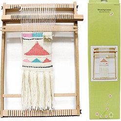 Blanched Almond Weaving Tapestry Loom, Beech Wooden Craft Weaving Loom Frame, with Adjusting Rods, Educational Toys for Kids, Blanched Almond, 450x350x22mm
