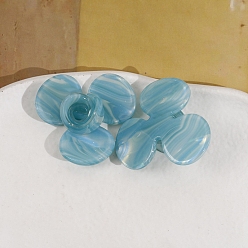 Sky Blue Cellulose Acetate(Resin) Cabochons, Flower, Sky Blue, 36x36mm