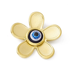 Midnight Blue Vacuum Plating 304 Stainless Steel Resin Pendants, Golden, Flower Charms with Evil Eye, Midnight Blue, 20x20.5x7.5mm, Hole: 3x2mm