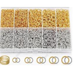 Платиновый & Золотой 10 стили железных открытых прыжковых колец, для плетения кольчуги, круглые кольца, 1кольцо из латуни ПК, платиной и золотом, 21 датчик, 4~18x0.7~9 мм, внутренний диаметр: 2.5~6.5 мм