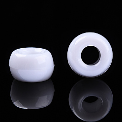 White Opaque Plastic Beads, Barrel, White, 9x6mm, Hole: 3.8mm, about 1950pcs/500g
