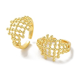 Настоящее золото 18K Латунные открытые манжеты для женщин, полые широкая полоса кольца, реальный 18 k позолоченный, размер США 8 1/4 (18.3 мм)