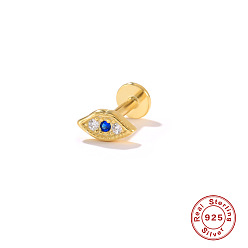 #59 (single) 925 Серьги-гвоздики из ушного хряща с плоской головкой и резьбой из стерлингового серебра