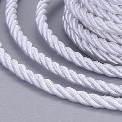 White Polyester Cord, Twisted Cord, White, 3mm, about 5.46 yards(5m)/roll