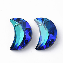 Средно-синий Гальваническим подвески стекла, посеребренные дно, граненые, луна, светло-синий, 20x13x6 мм, отверстие : 1.5 мм, о 20 шт / совет, 4 доски/коробка, 80 шт / коробка