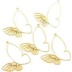Golden Alloy Pendants, Butterfly, Golden, 39x38mm