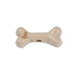 Светло-коричневый Стойка гальваническое покрытие распылением сплав эмалированные шарики, без кадмия, без никеля и без свинца, собачья кость с сердцем, загар, 15x7x5 мм, отверстие : 1.6 мм