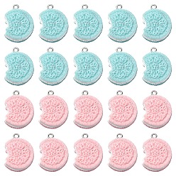 (52) Непрозрачная лаванда 20 шт. 2 цвета непрозрачной смолы, блестящие подвески с имитацией еды, Подвески в виде печенья с железными петлями платинового цвета, разноцветные, 24x19.5x7 мм, отверстие : 2 мм, 10 шт / цвет