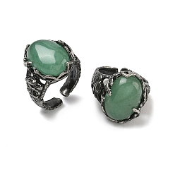 Зеленый Авантюрин Манжеты из натурального зеленого авантюрина, медные кольца, овальные, 20x16 мм