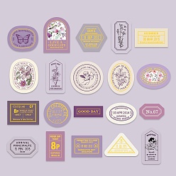 Plum 40Pcs Retro Paper Self Adhesive Writable Stickers, Hot Stamping Decals for Scrapbooking, Travel Diary Craft, Plum, 57x46mm