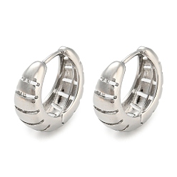 Platinum Rack Plating Brass Thick Hoop Earrings for Women, Horn, Platinum, 19.5x8mm