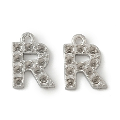 Letter R 304 Настройки горный хрусталь из нержавеющей стали кулон, цвет нержавеющей стали, Буква R, пригодный для стразов 1 мм, 8x6x1 мм, отверстие : 0.7 мм