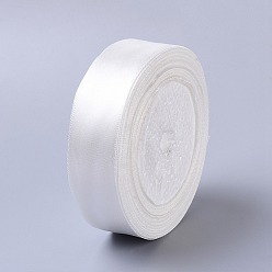 Snow Single Face Satin Ribbon, Polyester Ribbon, Snow, 1 inch(25mm) wide, 25yards/roll(22.86m/roll), 5rolls/group, 125yards/group(114.3m/group)