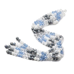 Светло-Голубой Стеклянные бусины с гальваническим покрытием , круглые, граненый(32 граненый), градиент цвета, Небесно-голубой, 8 мм, отверстие : 1.2 мм, около 48 шт / нитка, 13.98'' (35.5 см)