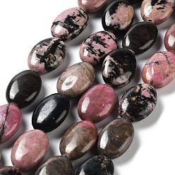 Rhodonite Natural Rhodonite Beads Strands, Flat Oval, 17.5~18x12.5~13x6mm, Hole: 1.2mm, about 22pcs/strand, 15.55''(39.5cm)