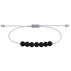 (946F)Морозный цвет внутри  Жонкиль / Непрозрачная зеленая подкладка Круглая бусина в стиле бохо из натурального черного агата, плетеная бусина для женщин, 2 дюйм (5 см), внутренний диаметр: 11-3/4 дюйм (30 см)