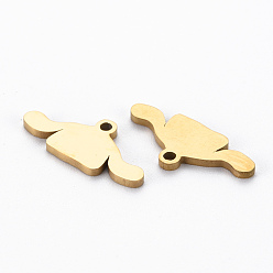 Golden Ion Plating(IP) 201 Stainless Steel Pendants, Cut, Clothes, Golden, 7.5x16x1mm, Hole: 1.2mm