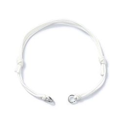 White Adjustable Eco-Friendly Korean Waxed Polyester Cord Bracelet Making, with 304 Stainless Steel Open Jump Rings, Fit for Connector Charms, White, 5-1/8~9-1/4 inch(132~235mm), Hole: 3mm