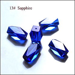 Blue Imitation Austrian Crystal Beads, Grade AAA, Faceted, Column, Blue, 8x5.5mm, Hole: 0.7~0.9mm
