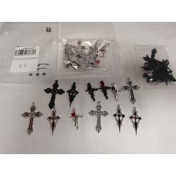 (52) Непрозрачная лаванда 48 шт 12 стили подвески из сплава в тибетском стиле, крестик, разноцветные, 38~57x21.5~38x3~5.5 мм, отверстие : 1.8~2.3 мм, 4 шт / стиль