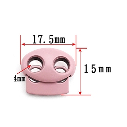 Pink Zinc Alloy Spring Cord Locks, 2 Hole Drawstring Toggle Spring Clasp, Pink, 17.5x15mm, Hole: 4mm