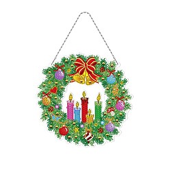 Christmas Bell Christmas Theme DIY Diamond Painting Wreath Pendant Decoration Kits, including Resin Rhinestones, Diamond Sticky Pen, Tray Plate and Glue Clay, Christmas Bell, 280x285mm