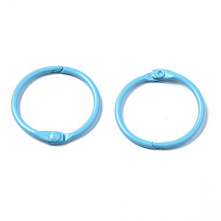 Light Sky Blue Spray Painted Iron Split Key Rings, Ring, Light Sky Blue, 30x4mm