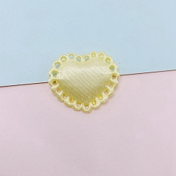 Champagne Yellow Heart Cloth Cabochons, Champagne Yellow, 24x29mm