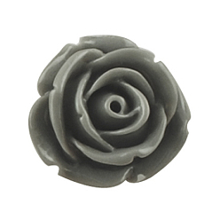 Dark Gray Resin Cabochons, Flower, Dark Gray, 16x15x9mm