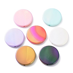 Mixed Color UV Plating Rainbow Iridescent Acrylic Beads, Flat Round, Mixed Color, 32x5.5mm, Hole: 2.2mm