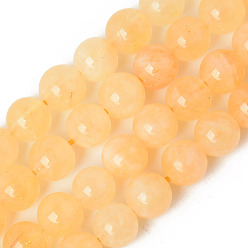Other Quartz Natural Quartz Beads Strands, Dyed & Heated, Imitation Citrine, Round, 8~8.5mm, Hole: 1.2mm, about 48pcs/strand, 15.35 inch(39cm)