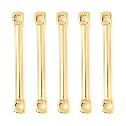 Real 18K Gold Plated SHEGRACE Brass Connector Charms, Bar Links, Cadmium Free & Nickel Free & Lead Free, Real 18K Gold Plated, 15x1.8x1mm, Hole: 0.9mm