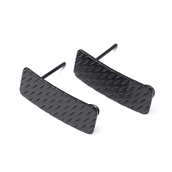 Electrophoresis Black 304 Stainless Steel Stud Earring Finding, with Vertical Loops, Rectangle, Ion Plating(IP), Electrophoresis Black, 20x8mm, Hole: 2.5mm, Pin: 0.8mm