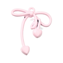 Pink Акриловые подвески краскораспылительные, бантом прелести, розовые, 24.5x20x3.5 мм, отверстие : 1.2 мм