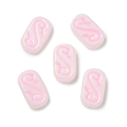 Pink Выпечка окрашенные стеклянные бусины, руны, с эмалью, розовые, 20~20.5x12x6.5 мм, отверстие : 1.4 мм