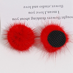Red Faux Mink Fur Pompoms, Plush Ball, DIY Ornament Accessories for Shoes Hats Clothes, Red, 30mm