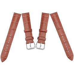 Chocolate Gorgecraft Leather Watch Bands, with 304 Stainless Steel Clasps, Chocolate, 88~120x20x2.5~5mm