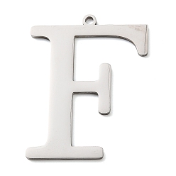 Letter F 304 подвески из нержавеющей стали, буквы, Буква F, 40x31x1.4 мм, отверстие : 2 мм