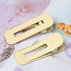 Wheat Macaron Color Alloy Alligator Hair Clips, Hollowed Hair Accessories for Girls Women, Rectangle, Wheat, 60x23mm
